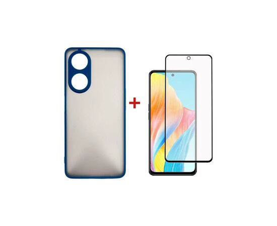 Чехол для мобильного телефона Dengos Kit for OPPO A98 5G case + glass (Blue) (DG-KM-39)