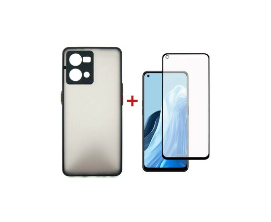 Чехол для мобильного телефона Dengos Kit for OPPO Reno 7 4g case + glass (Black) (DG-KM-32)