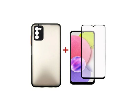 Чохол до мобільного телефона Dengos Kit for Samsung Galaxy A03s case + glass (Black) (DG-KM-24)