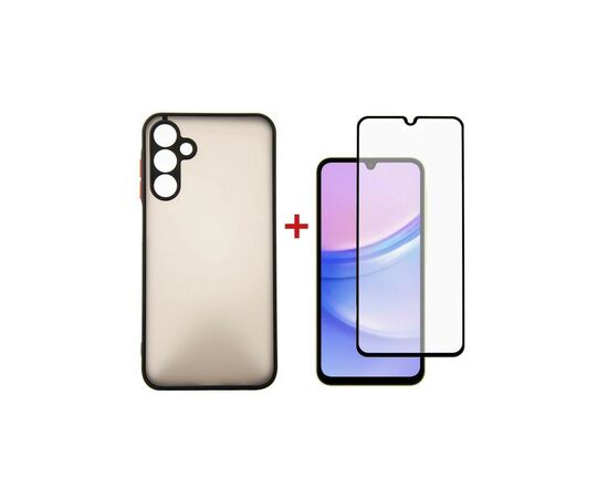 Чехол для мобильного телефона Dengos Kit for Samsung Galaxy A15 case + glass (Black) (DG-KM-69)