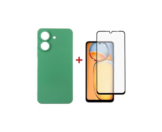 Чохол до мобільного телефона Dengos Kit for Xiaomi Redmi 13C case + glass (Mint) (DG-KM-63)