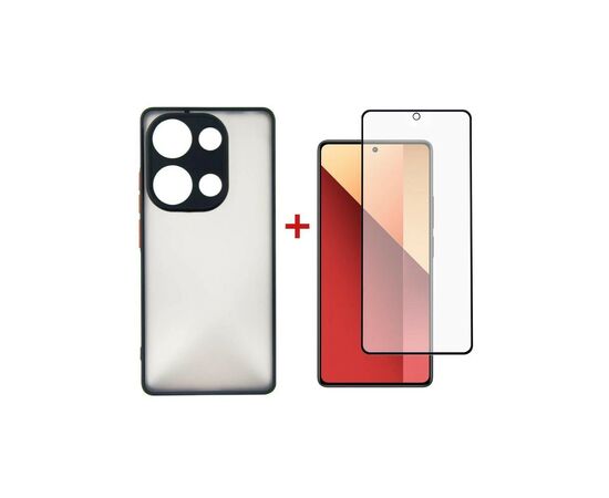 Чехол для мобильного телефона Dengos Kit for Xiaomi Redmi Note 13 Pro 4G case + glass (Black) (DG-KM-67)