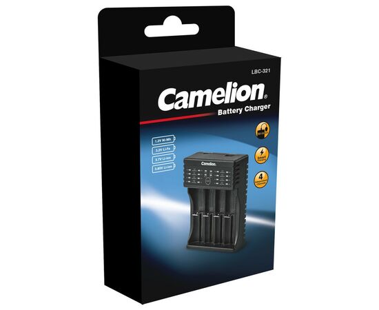 Зарядний пристрій для акумуляторів Camelion Univercal charger for Ni-MH 1.2V, Li-Fe 3.2V, Li-Ion 3.7 to 3.85V, Input DC 5V-2A (LBC-321)