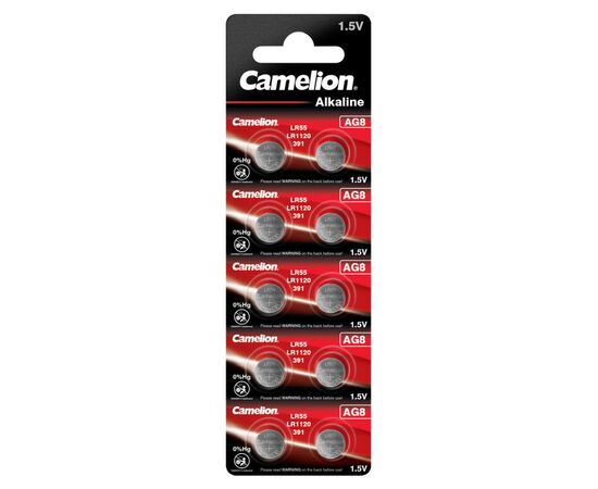 Батарейка AG8 / LR55 / LE1120 / 391 Alkaline * 10 Camelion (AG8-BP10)