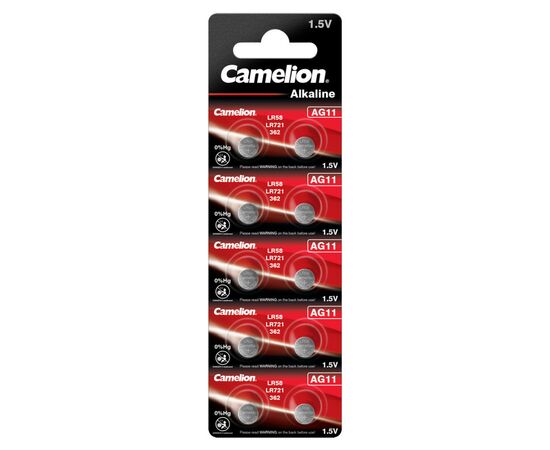 Батарейка AG11 / LR58 / LR721 / 362 Alkaline * 10 Camelion (AG11-BP10)