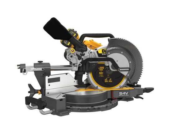 Торцовочная пила DeWALT 54В XR Li-lon 2x3Ah, 305x30 мм, 3800 об/мин, XPS, 23.2 кг (DCS781X2), изображение 3 Торцовочная пила DeWALT 54В XR Li-lon 2x3Ah, 305x30 мм, 3800 об/мин, XPS, 23.2 кг (DCS781X2), изображение 3