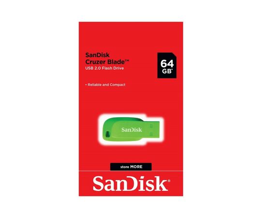 USB флеш накопитель SanDisk 32GB Cruzer Blade Green USB 2.0 (SDCZ50C-032G-B35GE), изображение 2 USB флеш накопитель SanDisk 32GB Cruzer Blade Green USB 2.0 (SDCZ50C-032G-B35GE), изображение 2