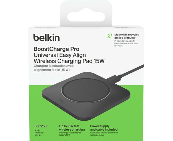 Зарядное устройство Belkin 15W Pad Easy Align Black (WIA007VFBK), изображение 10 Зарядное устройство Belkin 15W Pad Easy Align Black (WIA007VFBK), изображение 10