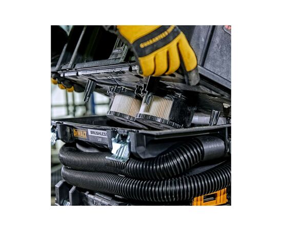 Пылесос строительный DeWALT 54В XR FLEXVOLT Li-lon, длина шланга 2.4 м, 7.5 кг, 2x6Ah (DCV586MT2), изображение 4 Пылесос строительный DeWALT 54В XR FLEXVOLT Li-lon, длина шланга 2.4 м, 7.5 кг, 2x6Ah (DCV586MT2), изображение 4