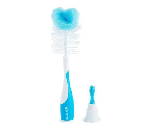Щіточка для миття пляшечок Munchkin 2 в 1 для чистки пляшечок та сосок блакитний (16020.01), зображення 2 Щіточка для миття пляшечок Munchkin 2 в 1 для чистки пляшечок та сосок блакитний (16020.01), зображення 2