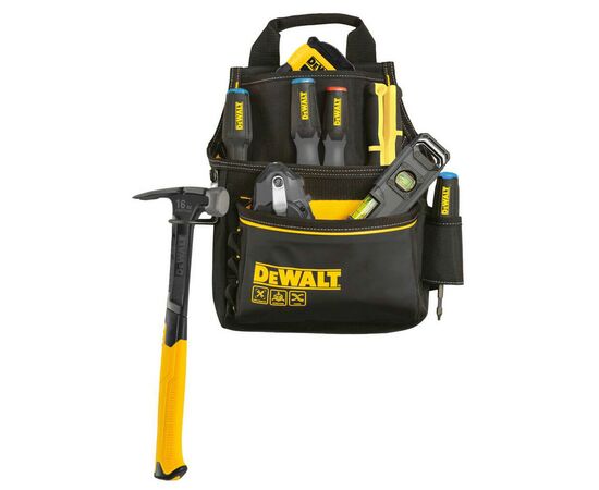 Сумка для инструмента DeWALT PRO с поясом и скобой для молотка, 12 карманов (DWST40101-1), изображение 3 Сумка для инструмента DeWALT PRO с поясом и скобой для молотка, 12 карманов (DWST40101-1), изображение 3