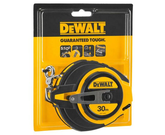 Рулетка DeWALT STEEL, 30 м х 10 мм, обрезиненный литой корпус (DWHT0-34093), изображение 3 Рулетка DeWALT STEEL, 30 м х 10 мм, обрезиненный литой корпус (DWHT0-34093), изображение 3
