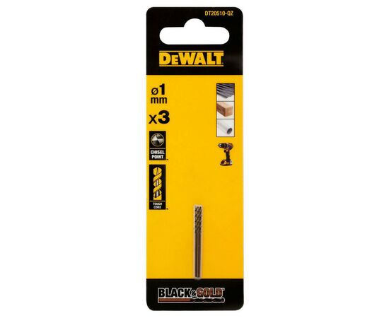 Свердло DeWALT по металу Black & Gold, HSS-G, 1 х 34 х 12 мм, 3 шт. (DT20510)