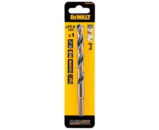Сверло DeWALT по металлу Black & Gold,HSS-G, 11.5 х 142 х 94 мм (DT20533)