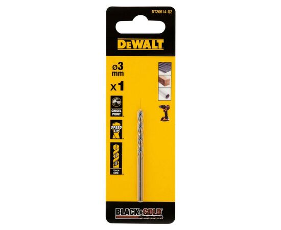 Свердло DeWALT по металу Black & Gold, HSS-G, 3 х 61 х 33 мм (DT20514)