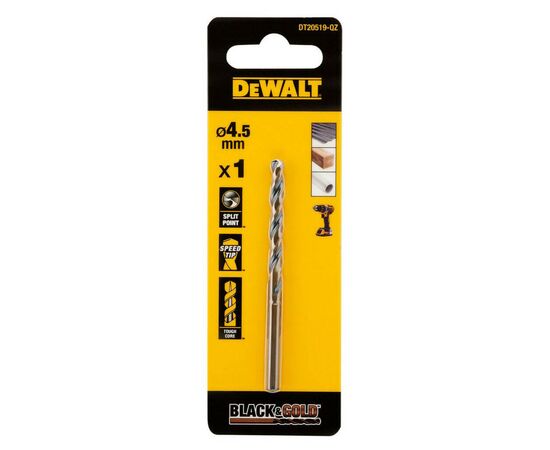 Свердло DeWALT по металу Black & Gold, HSS-G, 4.5 х 80 х 47 мм (DT20519)