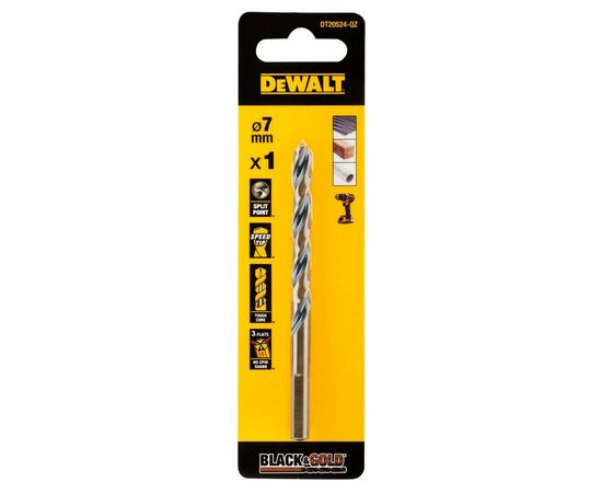 Свердло DeWALT по металу Black & Gold, HSS-G, 7 х 109 х 69 мм (DT20524)