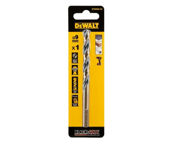 Свердло DeWALT по металу Black & Gold, HSS-G, 9.0 х 125 х 81 мм (DT20528)