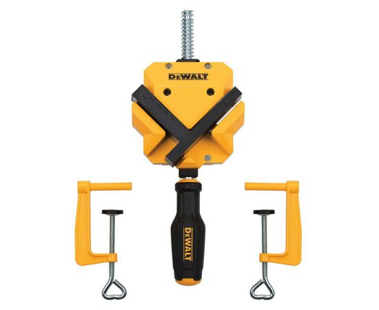 Струбцина DeWALT кутова, великого зусилля + 2 струбцини для кріплення до столу (DWHT83853-0)