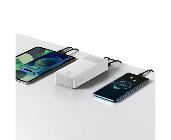 Батарея универсальная Baseus Bipow 30000mAh, 15W, USB-C/3A, 2*USB-A/3A(max.), +cable, white (PPBD050202), изображение 8 Батарея универсальная Baseus Bipow 30000mAh, 15W, USB-C/3A, 2*USB-A/3A(max.), +cable, white (PPBD050202), изображение 8
