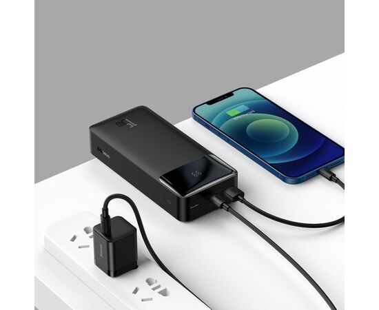 Батарея универсальная Baseus Bipow 30000mAh, 15W, USB-C/3A, 2*USB-A/3A(max.), +cable, black (PPBD050201), изображение 6 Батарея универсальная Baseus Bipow 30000mAh, 15W, USB-C/3A, 2*USB-A/3A(max.), +cable, black (PPBD050201), изображение 6