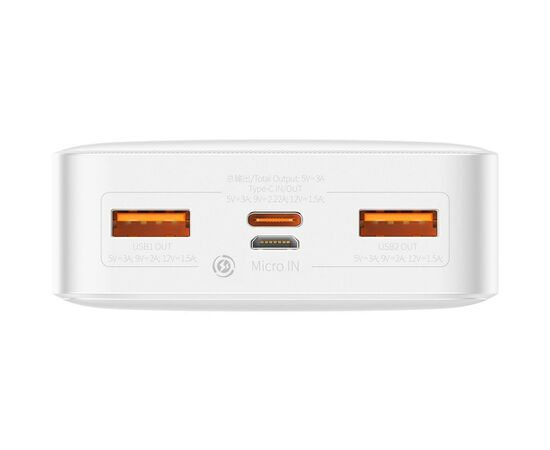 Батарея универсальная Baseus Bipow 20000mAh 20W white (PPBD050302), изображение 4 Батарея универсальная Baseus Bipow 20000mAh 20W white (PPBD050302), изображение 4