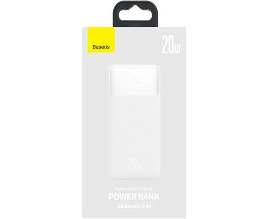 Батарея универсальная Baseus Bipow 20000mAh 20W white (PPBD050302), изображение 6 Батарея универсальная Baseus Bipow 20000mAh 20W white (PPBD050302), изображение 6