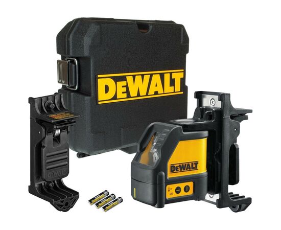 Лазерный нивелир DeWALT линейный, 3 батареи тип АА, красный луч, 0.75 кг, кейс (DW088K), изображение 2 Лазерный нивелир DeWALT линейный, 3 батареи тип АА, красный луч, 0.75 кг, кейс (DW088K), изображение 2