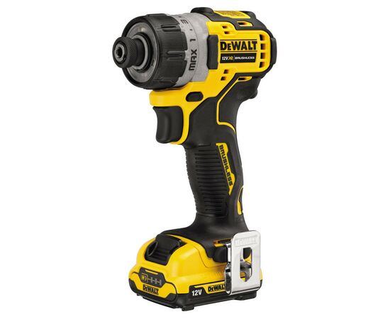 Шуруповерт DeWALT 12V XR Li-Ion, 8 Нм, 1100 об/мин, 2x2Ah, кейс (DCF601D2), изображение 3 Шуруповерт DeWALT 12V XR Li-Ion, 8 Нм, 1100 об/мин, 2x2Ah, кейс (DCF601D2), изображение 3