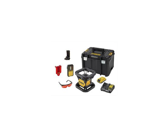 Лазерный нивелир DeWALT ротационный, 18В XR Li-Ion, красный луч, 4.5 кг, 2Ah, ЗУ, кейс (DCE074D1R), изображение 4 Лазерный нивелир DeWALT ротационный, 18В XR Li-Ion, красный луч, 4.5 кг, 2Ah, ЗУ, кейс (DCE074D1R), изображение 4