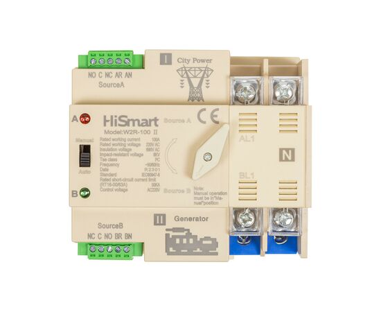 Автоматичний вимикач HiSmart W2R-2P 220V 100A (HS082482)