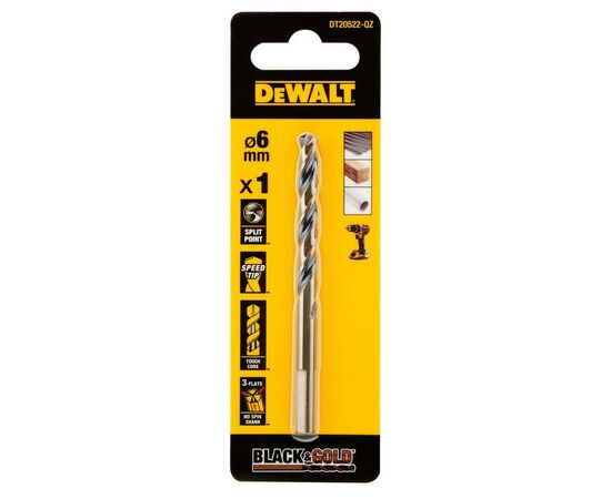 Сверло DeWALT по металлу Black & Gold,HSS-G, 6 х 93 х 57 мм (DT20522)