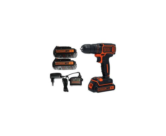 Шуруповерт Black&Decker 18 В, 1.5Ah, 40 Нм, 360-1400 об/мин, кейс (BDCDD186KB), изображение 2 Шуруповерт Black&Decker 18 В, 1.5Ah, 40 Нм, 360-1400 об/мин, кейс (BDCDD186KB), изображение 2
