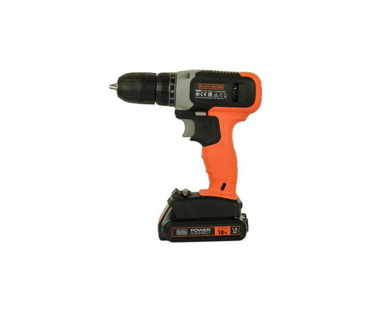 Шуруповерт Black&Decker 18 В Li-Ion, 1.5Ah, 600 об/мин, 1,2 кг (BCD001C1), изображение 2 Шуруповерт Black&Decker 18 В Li-Ion, 1.5Ah, 600 об/мин, 1,2 кг (BCD001C1), изображение 2