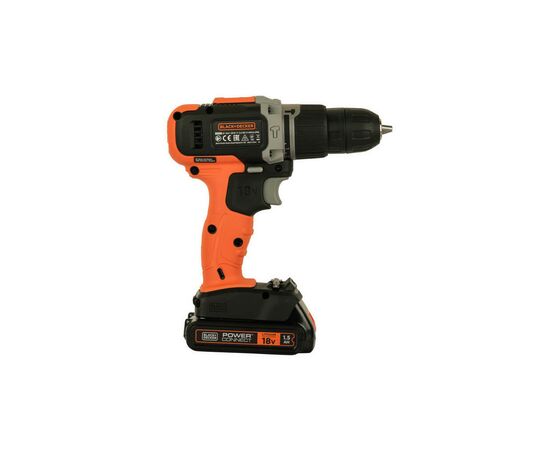 Шуруповерт Black&Decker 18 В, 1.5Ah, 45 Нм,0-360/0-1400 об/мин, 21000 уд/мин, 1.3 кг (BCD003C1), изображение 4