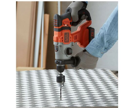 Перфоратор Black&Decker SDS-Plus,18 В, 1.2 Дж, 3 режима, 2.6 кг (без АКБ и ЗУ) (BCD900B), изображение 10 Перфоратор Black&Decker SDS-Plus,18 В, 1.2 Дж, 3 режима, 2.6 кг (без АКБ и ЗУ) (BCD900B), изображение 10