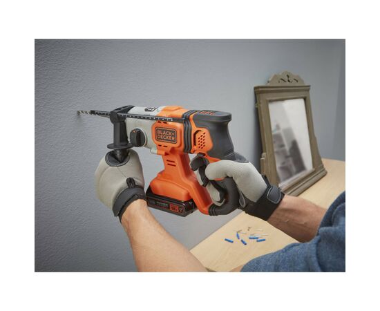 Перфоратор Black&Decker SDS-Plus,18 В, 2Ah, 1.2 Дж, 3 режима, сумка, 2.2 кг (BCD900D1S), изображение 12 Перфоратор Black&Decker SDS-Plus,18 В, 2Ah, 1.2 Дж, 3 режима, сумка, 2.2 кг (BCD900D1S), изображение 12