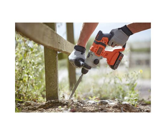 Перфоратор Black&Decker SDS-Plus,18 В, 2Ah, 1.2 Дж, 3 режима, сумка, 2.2 кг (BCD900D1S), изображение 9 Перфоратор Black&Decker SDS-Plus,18 В, 2Ah, 1.2 Дж, 3 режима, сумка, 2.2 кг (BCD900D1S), изображение 9