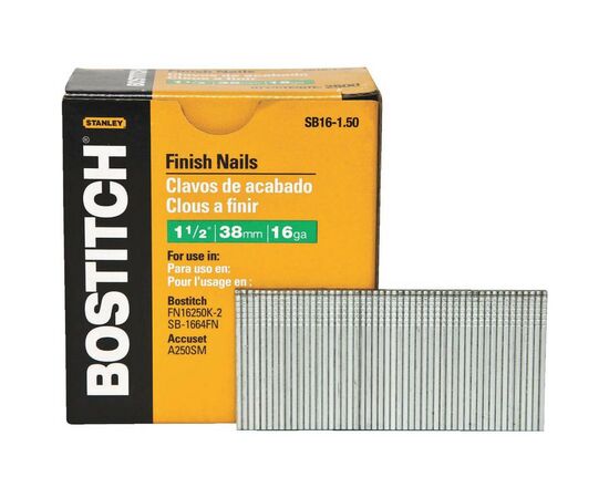 Цвяхи Bostitch оздоблювальні, тип "SB16", L=38 мм, капелюшок 3.0 мм, 2500 шт (SB16-1.50), зображення 4 Цвяхи Bostitch оздоблювальні, тип "SB16", L=38 мм, капелюшок 3.0 мм, 2500 шт (SB16-1.50), зображення 4