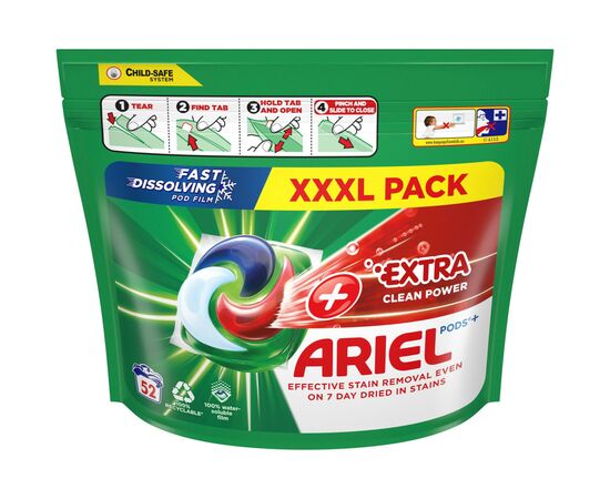 Капсулы для стирки Ariel Pods All-in-1 + Сила экстраочистки 2 x 52 шт. (8700216023207), изображение 2 Капсулы для стирки Ariel Pods All-in-1 + Сила экстраочистки 2 x 52 шт. (8700216023207), изображение 2