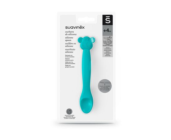 Набор детской посуды Suavinex Ложка силіконова, зелена мавпа (401354), изображение 3 Набор детской посуды Suavinex Ложка силіконова, зелена мавпа (401354), изображение 3