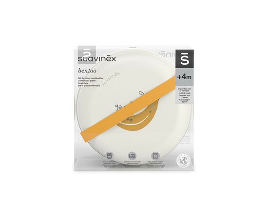 Набор детской посуды Suavinex Go natural комбинированных тарелок белый, желтый банан (308051), изображение 2 Набор детской посуды Suavinex Go natural комбинированных тарелок белый, желтый банан (308051), изображение 2