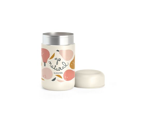 Контейнер для хранения продуктов Suavinex Go natural Термос для еды, 400 мл, бежевый, розовая груша (401503), изображение 2