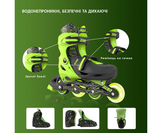 Роликовые коньки Neon Inline Green розмір 34-37 (NT08G4), изображение 5 Роликовые коньки Neon Inline Green розмір 34-37 (NT08G4), изображение 5