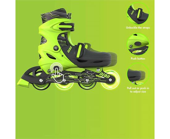 Роликовые коньки Neon Inline Green розмір 34-37 (NT08G4), изображение 6 Роликовые коньки Neon Inline Green розмір 34-37 (NT08G4), изображение 6