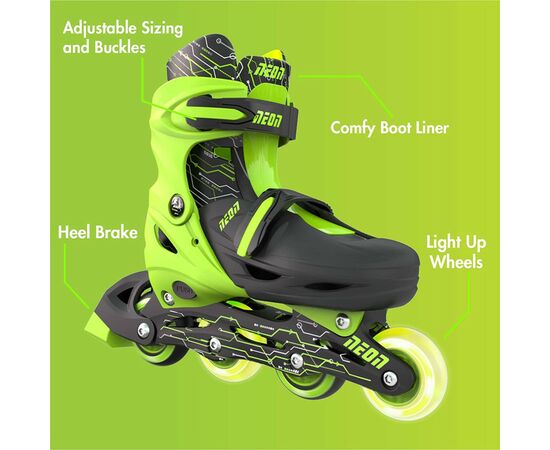 Роликовые коньки Neon Inline Green розмір 34-37 (NT08G4), изображение 7 Роликовые коньки Neon Inline Green розмір 34-37 (NT08G4), изображение 7