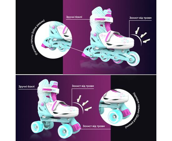 Роликовые коньки Neon Сombo Turquoise розмір 30-33 (NT09T4), изображение 7 Роликовые коньки Neon Сombo Turquoise розмір 30-33 (NT09T4), изображение 7