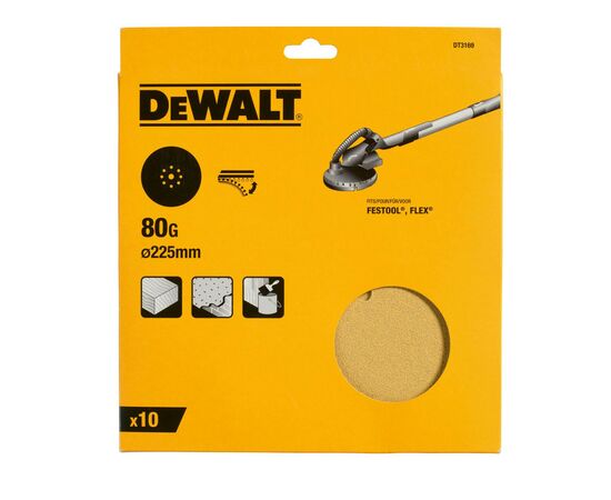 Наждачная бумага DeWALT для ексцентрикових шліфмашин, 225 мм, зерно 80 (DT3169), изображение 4 Наждачная бумага DeWALT для ексцентрикових шліфмашин, 225 мм, зерно 80 (DT3169), изображение 4