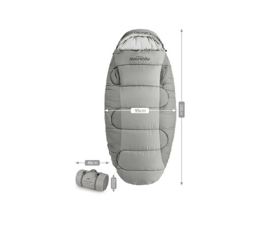 Спальный мешок Naturehike овальний PS200 NH20MSD03 правий, сірий (6927595775868), изображение 2