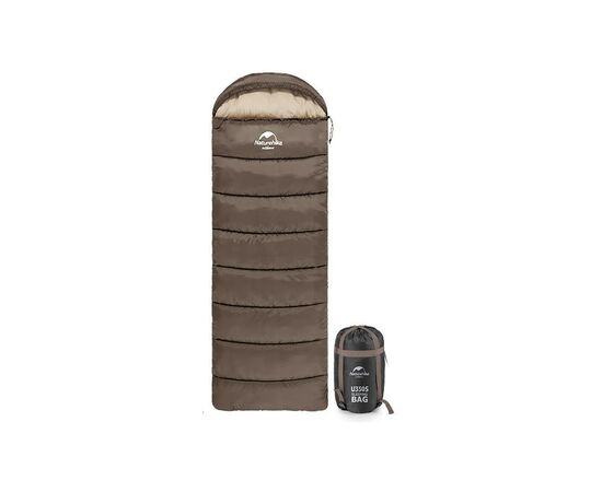 Спальний мішок Naturehike з капюшоном U250 NH20MSD07 (6°C) правий, коричневий (6927595767207-R)